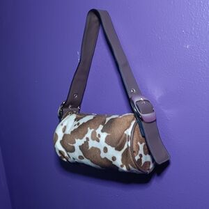 Faux Cowhide Print Mini Cylinder Bag